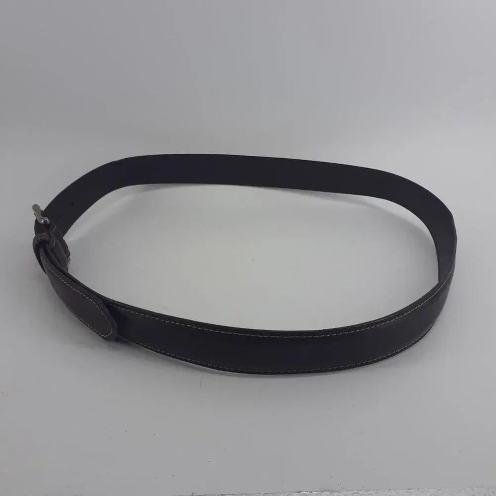 Dickies Men's Brown Leather Belt Silver Town Squared Buckle Casual Size 43